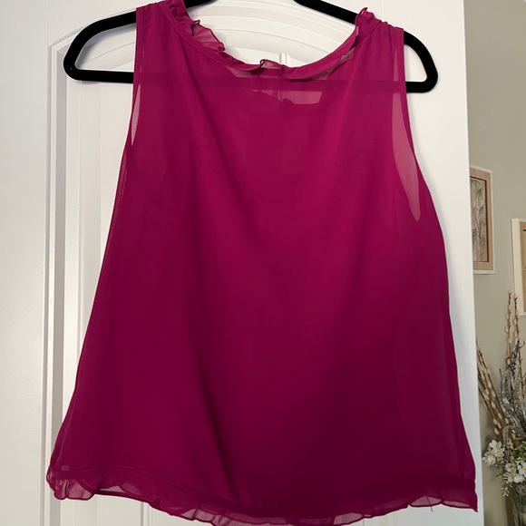Ann Taylor Plum Fuschia Sheer Top with Cami Attached - Picture 2 of 8